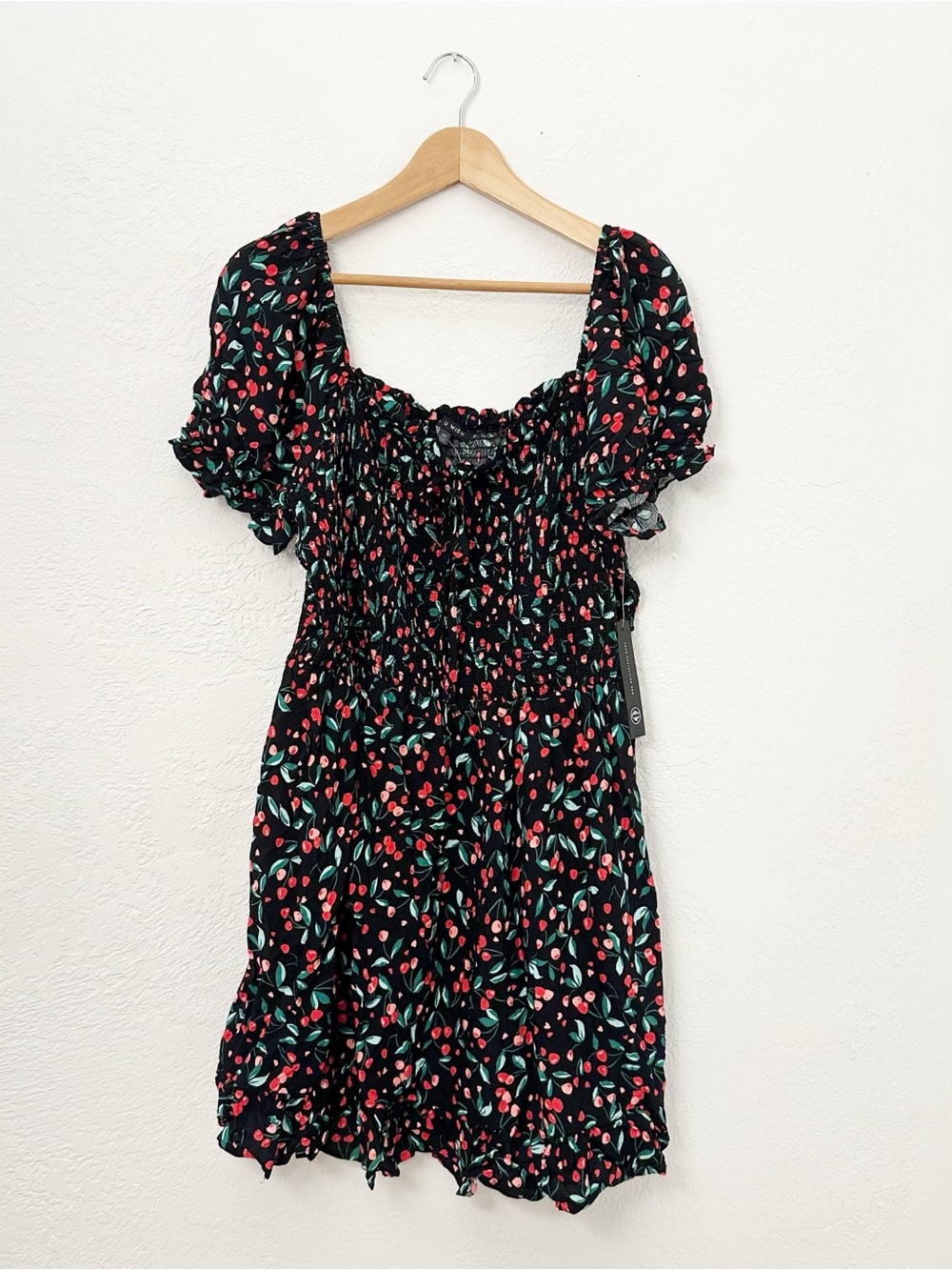 NWT As U Wish Black Cherry Print Dress Womens 2X